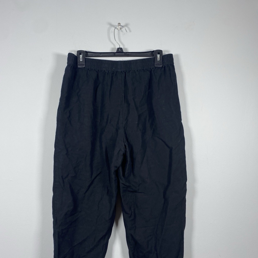 Madewell Women's M Linen Blend Track‎ Trousers Black Ankle Crop Office Lagenlook - Picture 4 of 7